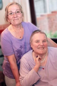 A customer with Viki, her live-in carer