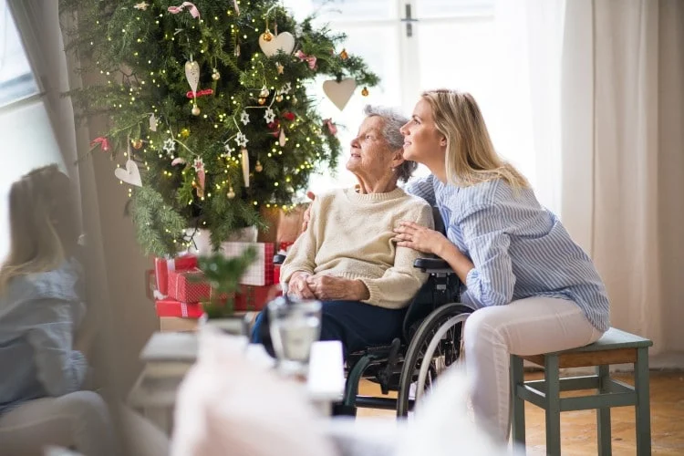 Christmas decorating with the elderly