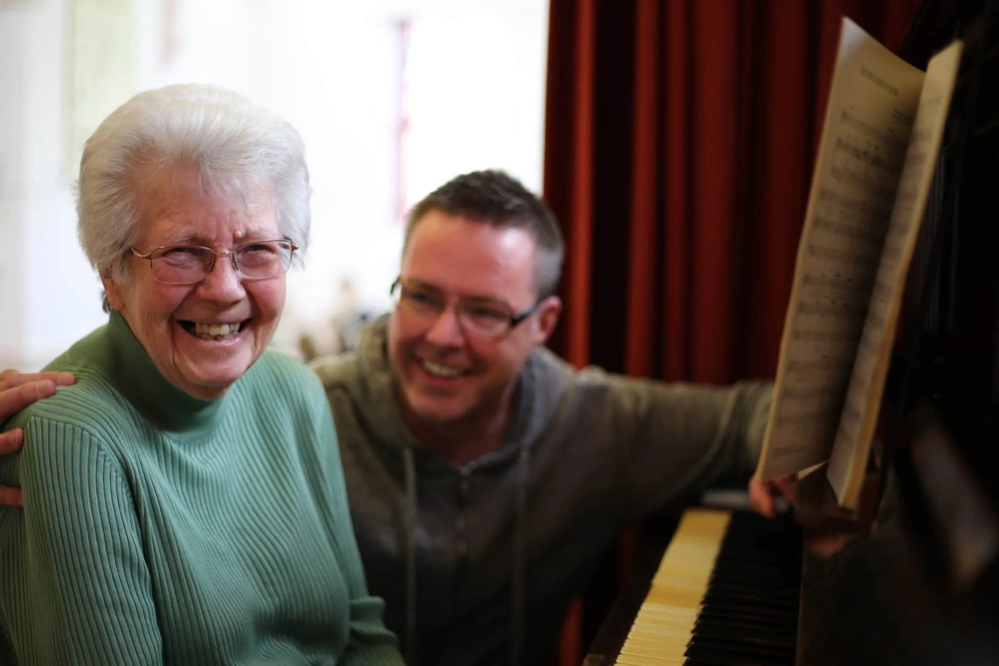 Gwenda with her carer Simon