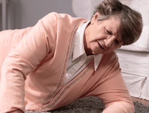 An elderly lady after a fall