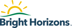 Logo with a stylised yellow sun above a green curved line, next to the words Bright Horizons in blue.