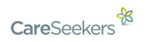 The CareSeekers logo features the word CareSeekers in grey text with a colourful, abstract flower design on the upper right.
