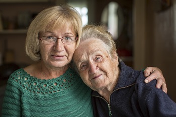 A woman with her elderly mother