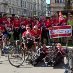 Andrew and the team of cyclists in Transylvania