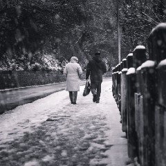 Elderly in the snow