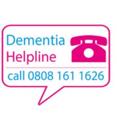 Dementia Helpline logo, call 0808 161 1626