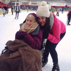 Joan on the ice rink with her live-in carer