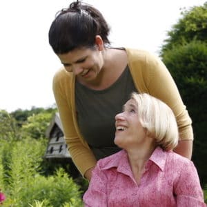 A customer with her respite carer